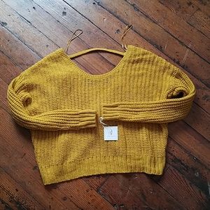 Mustard Twist Back Sweater